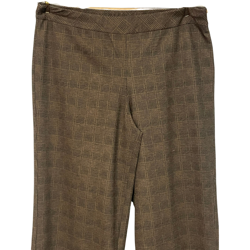 Joan Rivers Dress Pants Sz L Plaid Wide Leg Pull-On 30"In Tan Plaid A366439 - Picture 3 of 9